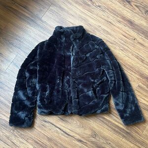 Black faux fur jacket